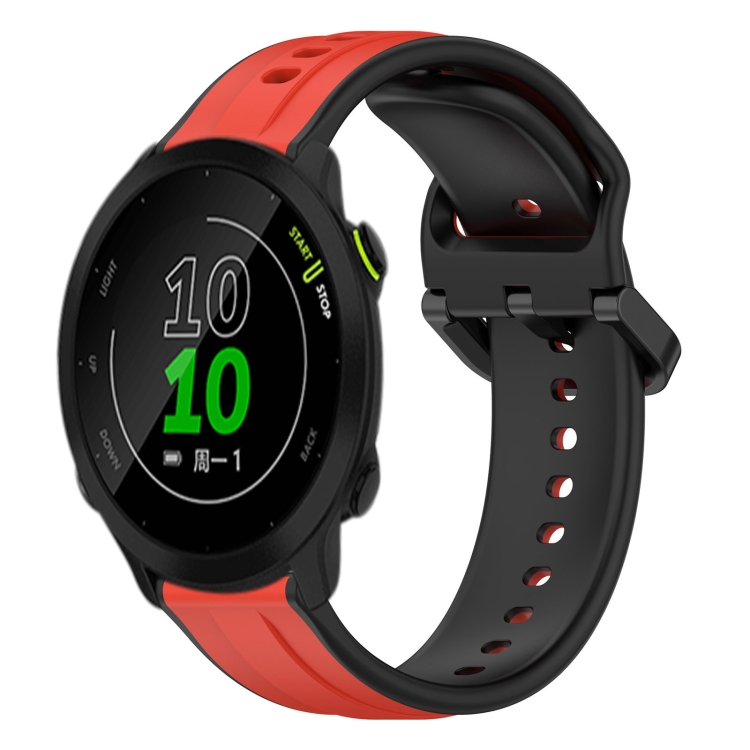 

For Garmin Forerunner 158 20mm Convex Loop Two-Color Silicone Watch Band(Red+Black)
