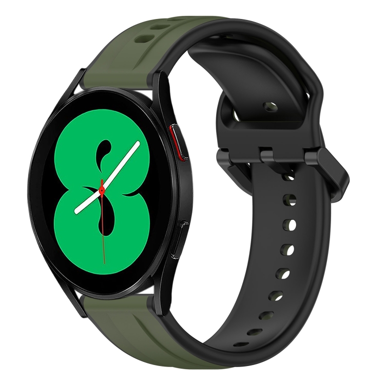 

For Samsung Galaxy Watch 4 44mm 20mm Convex Loop Two-Color Silicone Watch Band(Dark Green+Black)