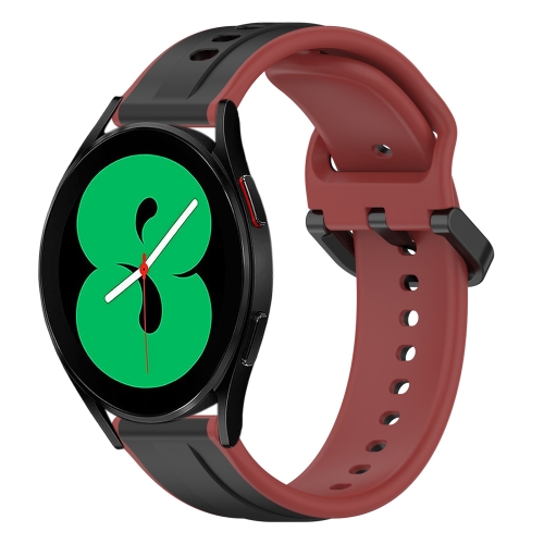 

For Samsung Galaxy Watch 4 44mm 20mm Convex Loop Two-Color Silicone Watch Band(Black+Red)