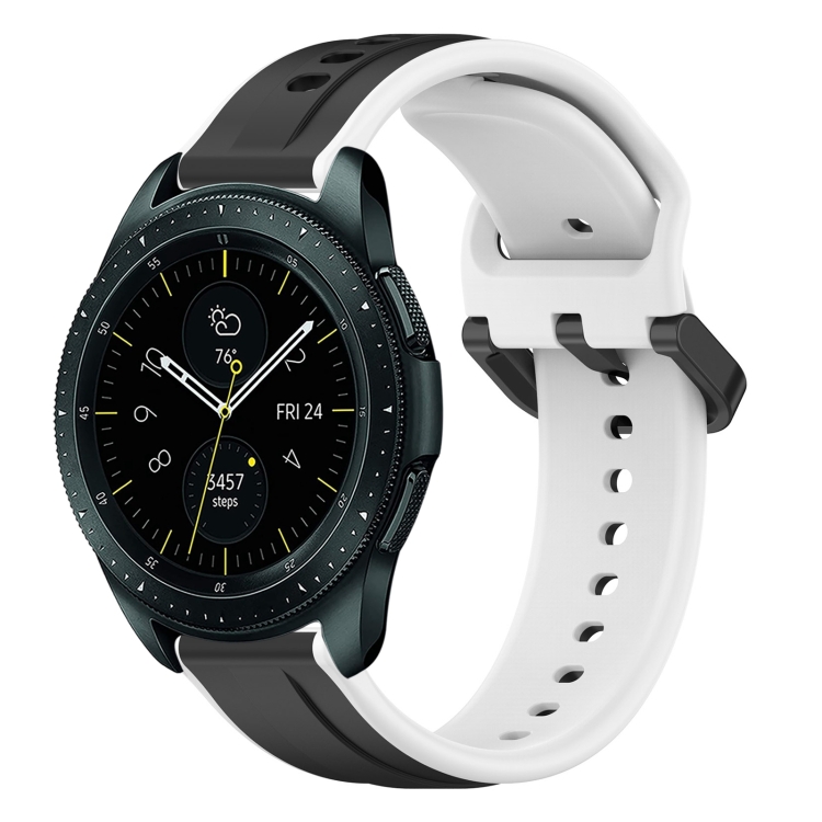 

For Samsung Galaxy Watch 42mm 20mm Convex Loop Two-Color Silicone Watch Band(Black+White)
