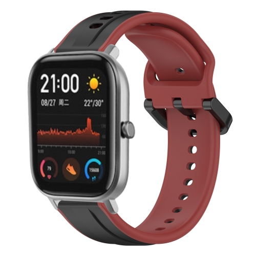 

For Amazfit GTS 20mm Convex Loop Two-Color Silicone Watch Band(Black+Red)