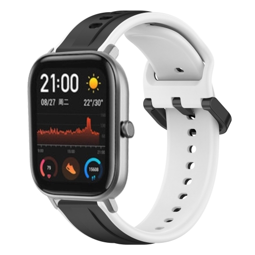 Per Amazfit GTS 20mm Convex Loop Cinturino in silicone bicolore (nero +  bianco)