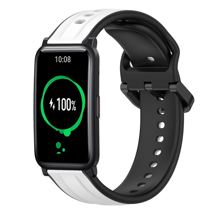

For Honor Watch ES 20mm Convex Loop Two-Color Silicone Watch Band(White+Black)