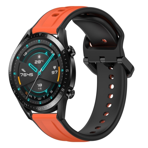 

For Huawei GT2 46mm 22mm Convex Loop Two-Color Silicone Watch Band(Orange+Black)