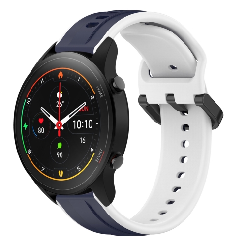 

For Xiaomi MI Watch S1 Pro 22mm Convex Loop Two-Color Silicone Watch Band(Midnight Blue+White)