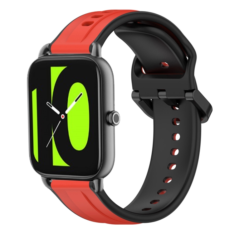 Dành cho Xiaomi Haylou RS4 LS12 Dây đeo đồng hồ silicon hai màu vòng lặp  lồi 22mm (Đỏ Đen)