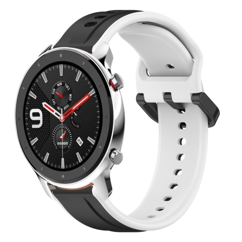 

For Amazfit GTR 4 22mm Convex Loop Two-Color Silicone Watch Band(Black+White)