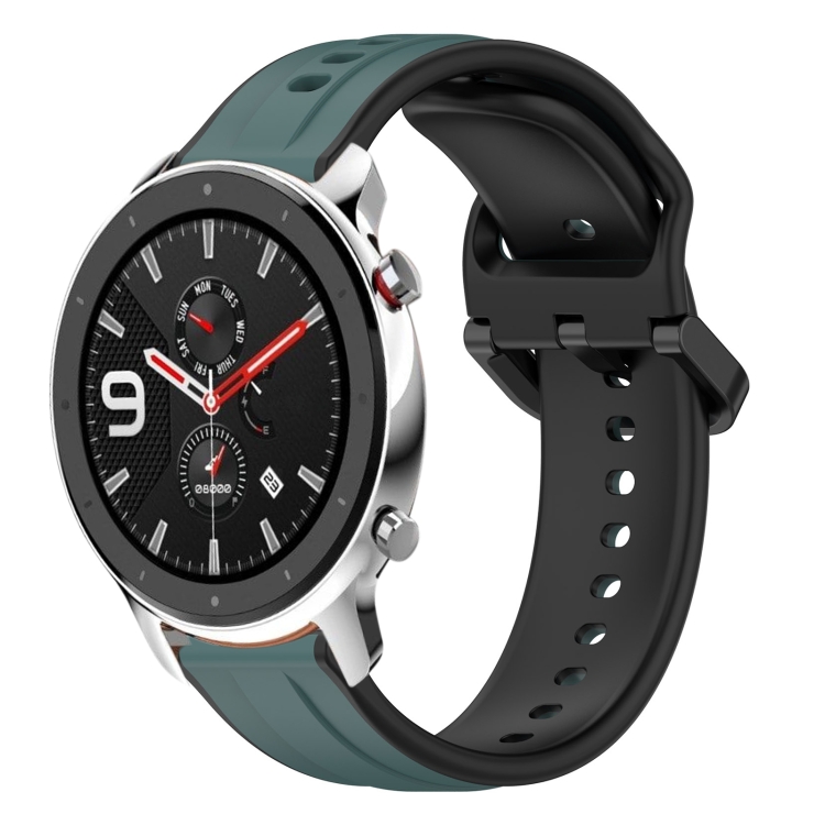 Amazfit GTR 4 Pro 22mm 볼록 루프 2색 실리콘 시계 밴드(올리브 그린 + 블랙)
