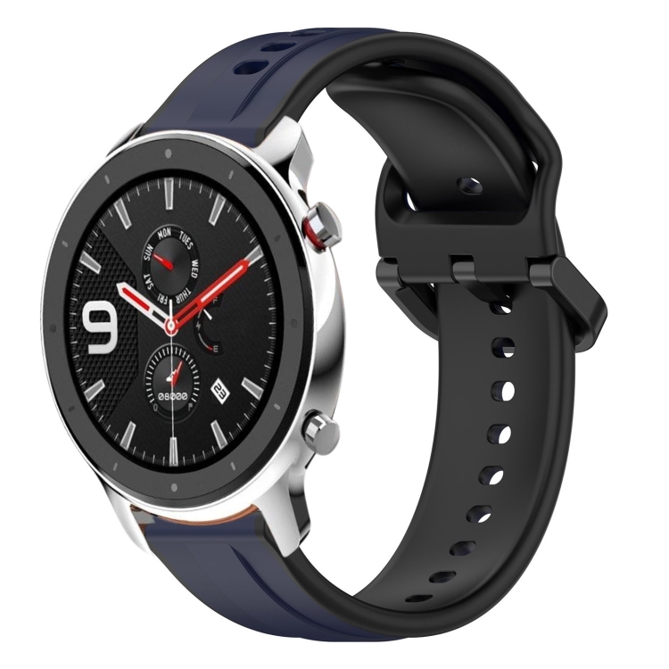 

For Amazfit GTR 4 Pro 22mm Convex Loop Two-Color Silicone Watch Band(Midnight Blue + Black)
