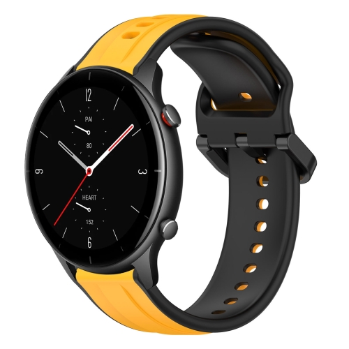 

For Amazfit GTR 2e 22mm Convex Loop Two-Color Silicone Watch Band(Yellow+Black)