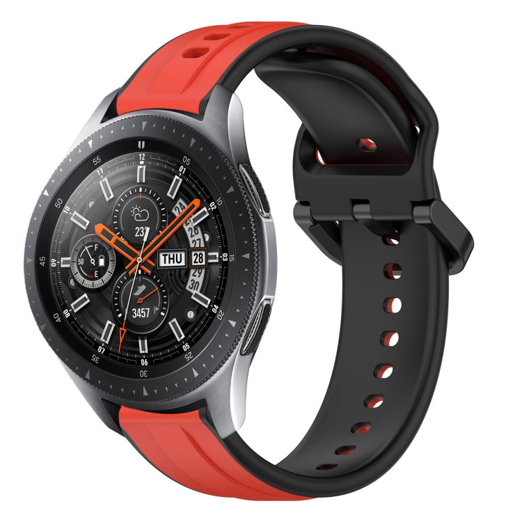 

For Samsung Galaxy Watch 46mm 22mm Convex Loop Two-Color Silicone Watch Band(Red+Black)