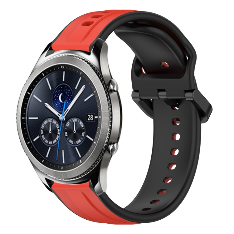 

For Samsung Gear S3 Classic 22mm Convex Loop Two-Color Silicone Watch Band(Red+Black)