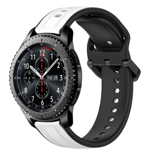 

For Samsung Gear S3 Frontier 22mm Convex Loop Two-Color Silicone Watch Band(White+Black)