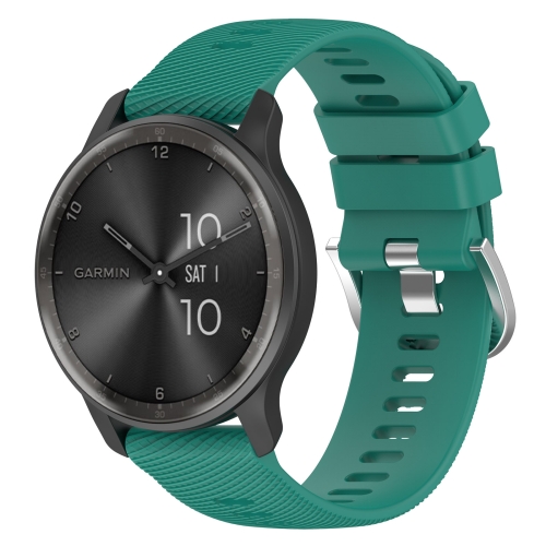 For Garmin Vivomove Trend 20mm Cross Textured Solid Band(Pine Green)