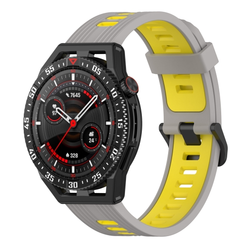 

For Garmin Forerunner 265 22mm Vertical Two-Color Silicone Watch Band(Grey+Yellow)