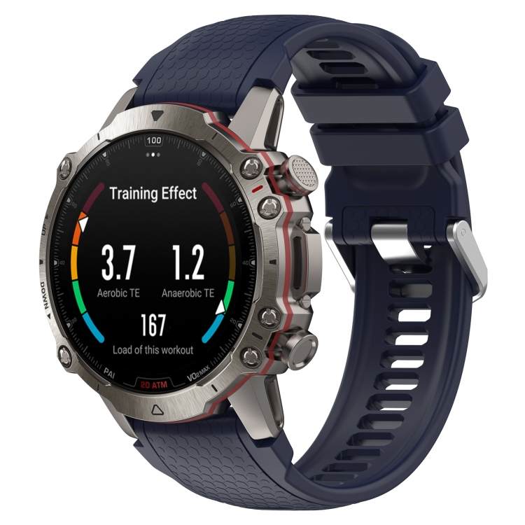 

For Amazfit Falcon Dotted Steel Buckle Solid Color Silicone Watch Band(Midnight Blue)