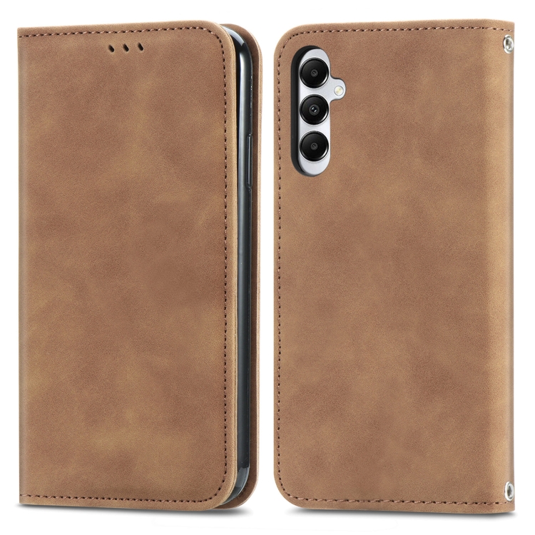 

For Samsung Galaxy A05s 4G Retro Skin Feel Magnetic Leather Phone Case(Brown)