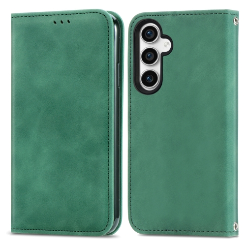 

For Samsung Galaxy S23 FE 5G Retro Skin Feel Magnetic Leather Phone Case(Green)
