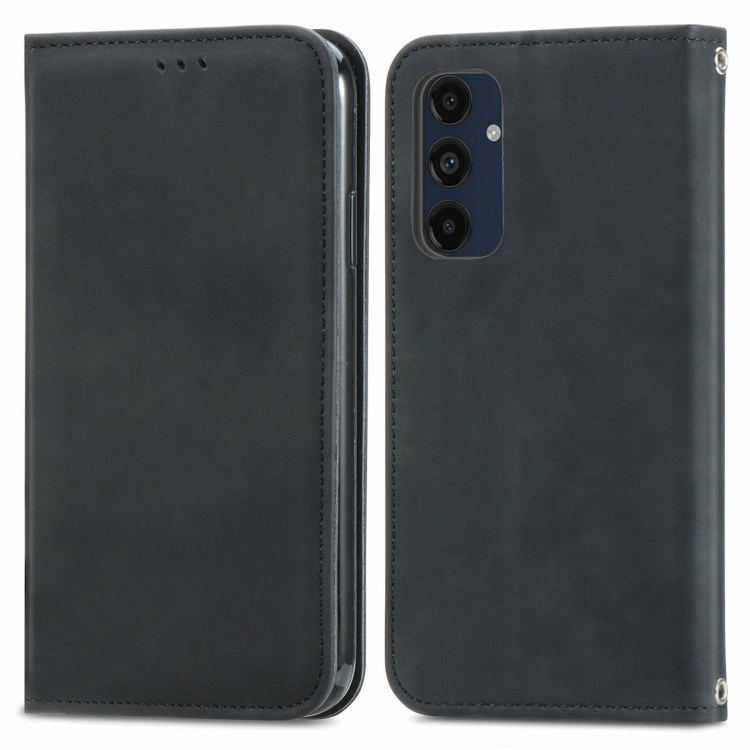 

For Samsung Galaxy A16 Retro Skin Feel Magnetic Leather Phone Case(Black)
