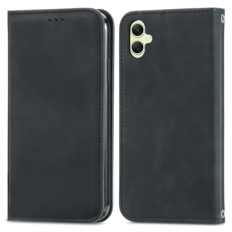 

For Samsung Galaxy A06 Retro Skin Feel Magnetic Leather Phone Case(Black)