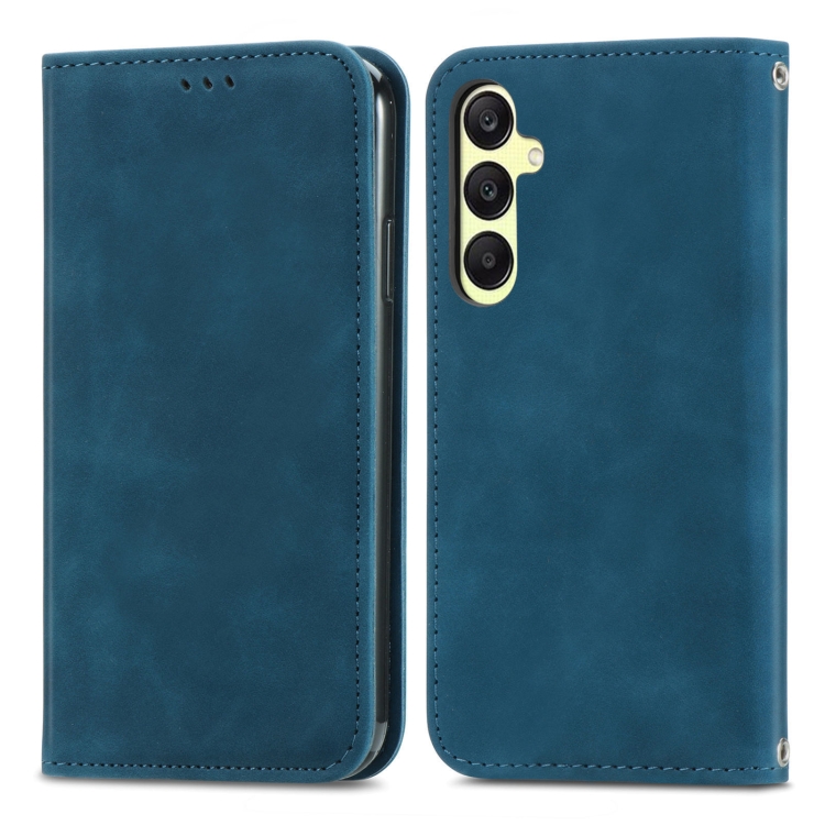 

For Samsung Galaxy A25 5G Retro Skin Feel Magnetic Leather Phone Case(Blue)