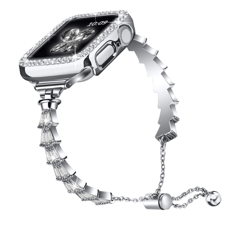 

Zinc Alloy Diamond Crown Bracelet Watch Band For Apple Watch Series 8&7 41mm(Silver)