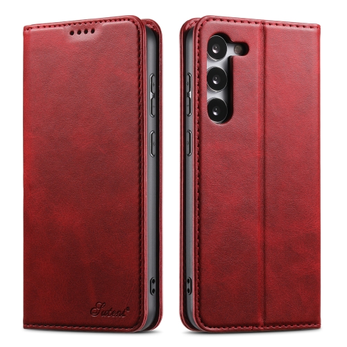 

For Samsung Galaxy S24+ 5G Suteni Calf Texture Horizontal Flip Leather Phone Case(Red)