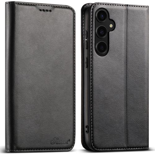 

For Samsung Galaxy S25+ 5G Suteni Calf Texture Horizontal Flip Leather Phone Case(Black)