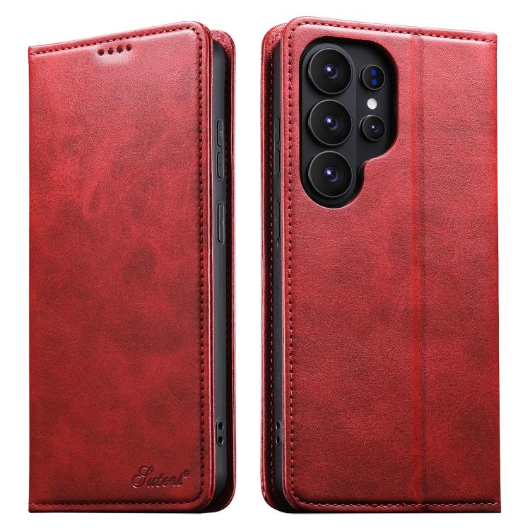 

For Samsung Galaxy S26 Ultra 5G Suteni Calf Texture Horizontal Flip Leather Phone Case(Red)