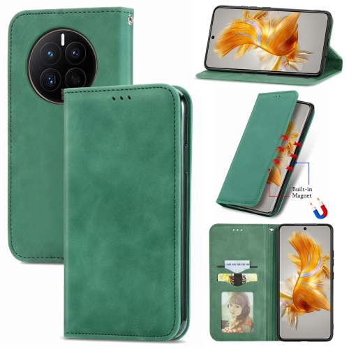 

For Huawei Mate 50 Retro Skin Feel Magnetic Flip Leather Phone Case(Green)