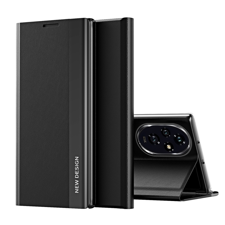

For Honor 200 Side Electroplated Adsorption Leather Phone Case(Black)