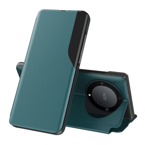 

For Honor X9A Attraction Flip Holder Leather Phone Case(Green)