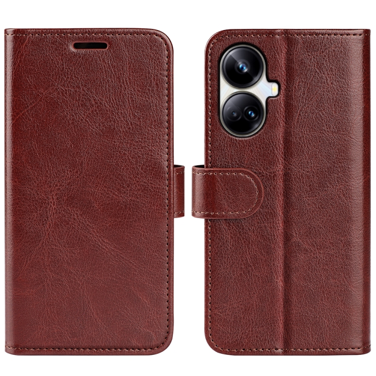 

For Realme 10 Pro+ R64 Texture Horizontal Flip Leather Phone Case(Brown)