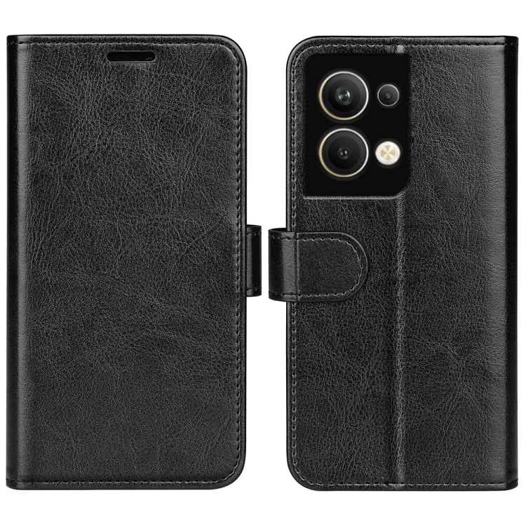 

For OPPO Reno9 Pro+ R64 Texture Horizontal Flip Leather Phone Case(Black)