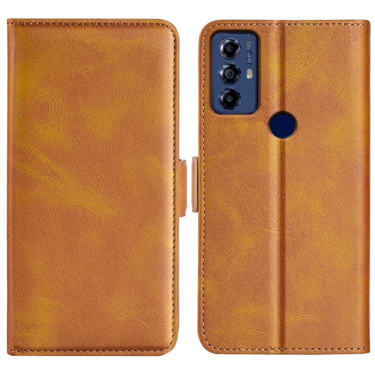 

For Motolora Moto G Play 2023 Dual-side Magnetic Buckle Horizontal Flip Leather Phone Case(Yellow)