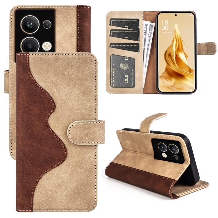

For OPPO Reno 9 Pro+ Stitching Horizontal Flip Leather Phone Case(Yellow)