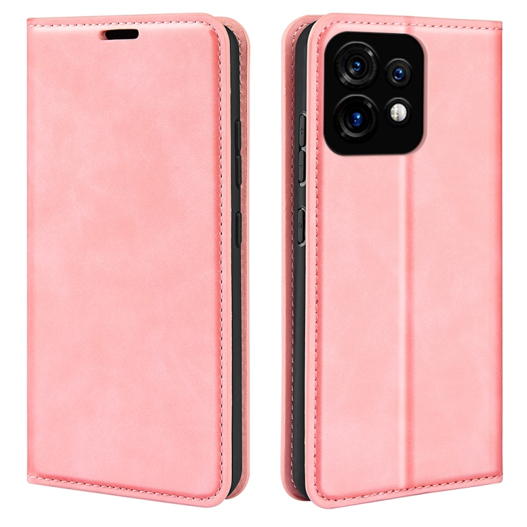 

For Motorola Moto X40 Retro-skin Magnetic Suction Leather Phone Case(Pink)