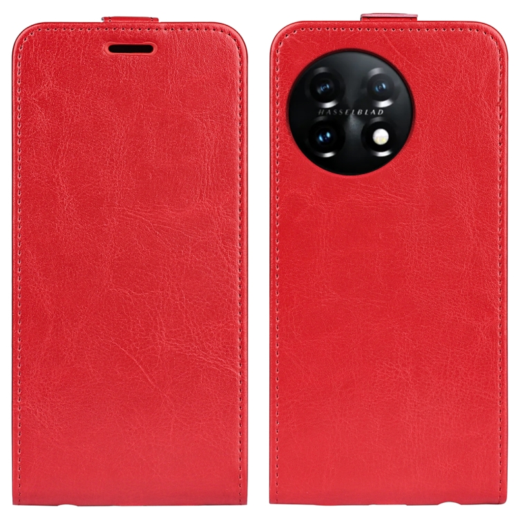 

For OnePlus 11 R64 Texture Vertical Flip Leather Phone Case(Red)