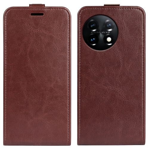 

For OnePlus 11 R64 Texture Vertical Flip Leather Phone Case(Brown)