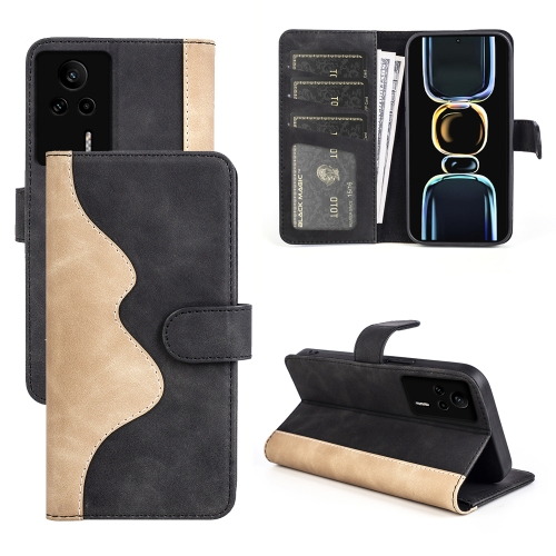 

For Xiaomi Redmi K60E Stitching Horizontal Flip Leather Phone Case(Black)