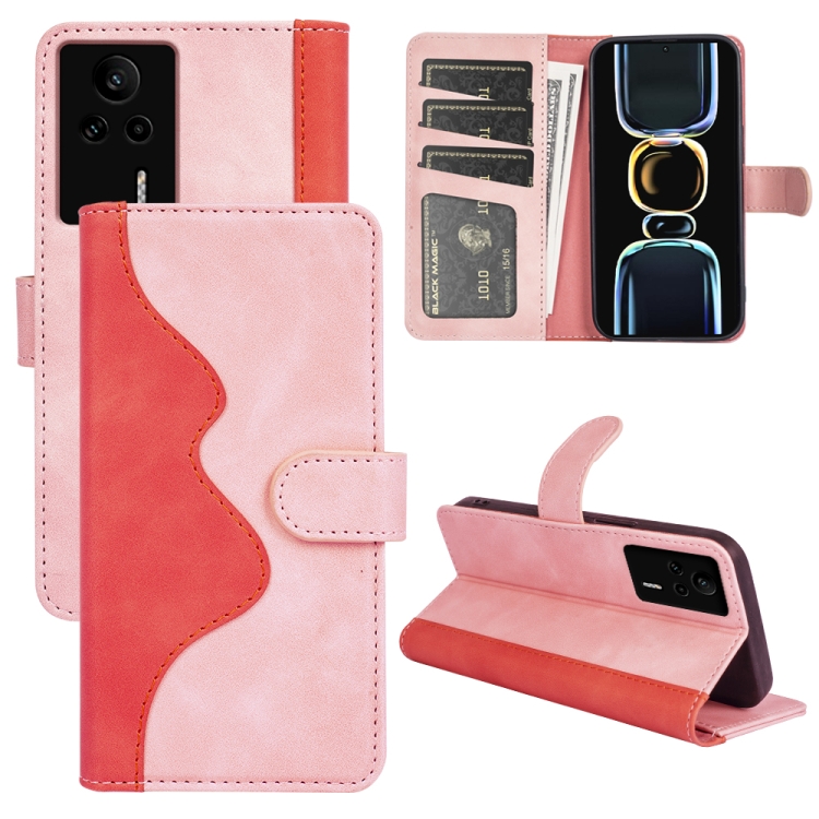 

For Xiaomi Redmi K60E Stitching Horizontal Flip Leather Phone Case(Red)