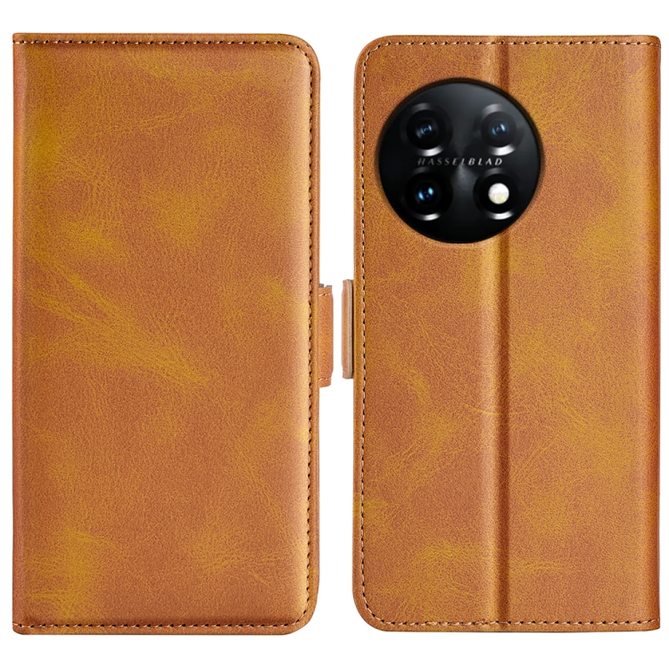 

For OnePlus 11 Dual-side Magnetic Buckle Leather Phone Case(Yellow)