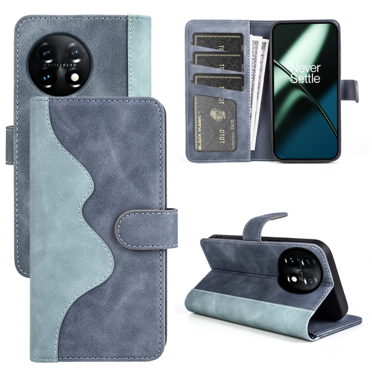 

For OnePlus 11T Stitching Horizontal Flip Leather Phone Case(Blue)