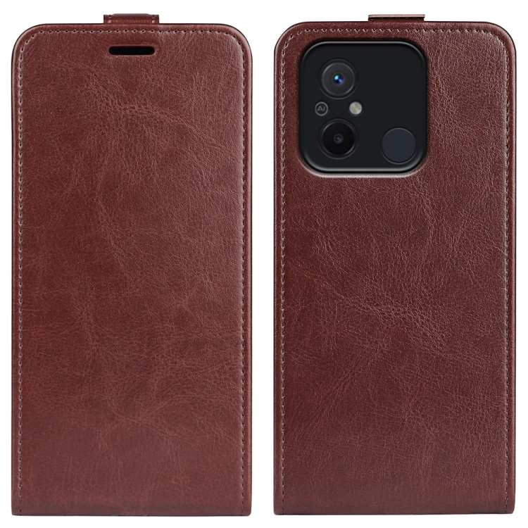 

For Xiaomi Redmi 12C R64 Texture Single Vertical Flip Leather Phone Case(Brown)