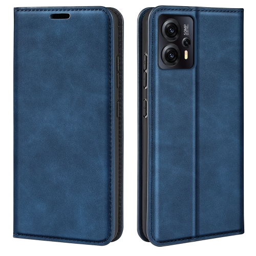 

For Motorola Moto G23 4G / G13 4G Retro-skin Magnetic Suction Leather Phone Case(Dark Blue)