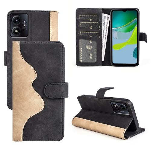 

For Motorola Moto E13 Stitching Horizontal Flip Leather Phone Case(Black)