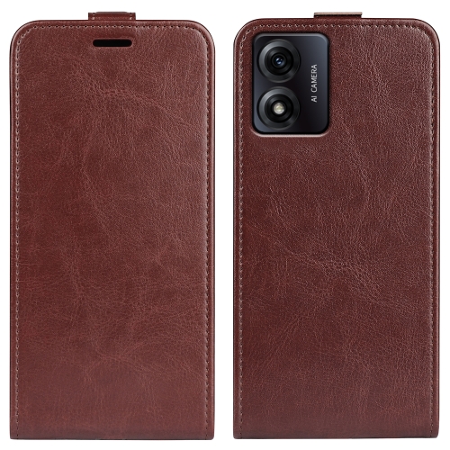 

For Motorola Moto E13 R64 Texture Single Vertical Flip Leather Phone Case(Brown)