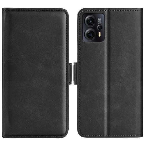 

For Motorola Moto E13 Dual-side Magnetic Buckle Horizontal Flip Leather Phone Case(Black)