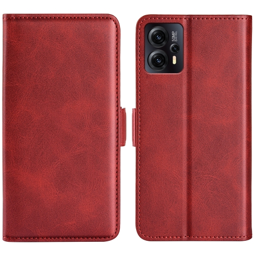 

For Motorola Moto E13 Dual-side Magnetic Buckle Horizontal Flip Leather Phone Case(Red)