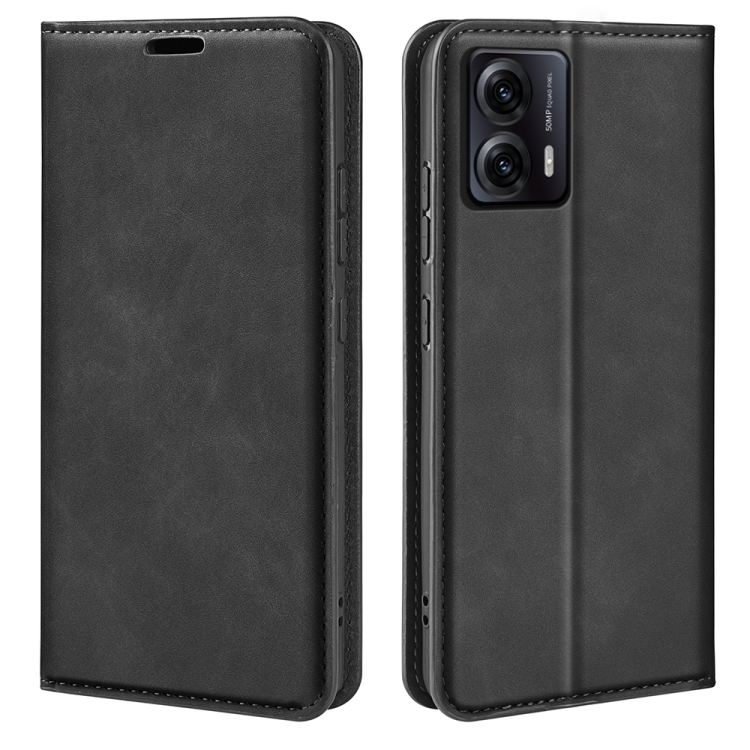 

For Motorola Moto G53 5G Retro-skin Magnetic Suction Leather Phone Case(Black)
